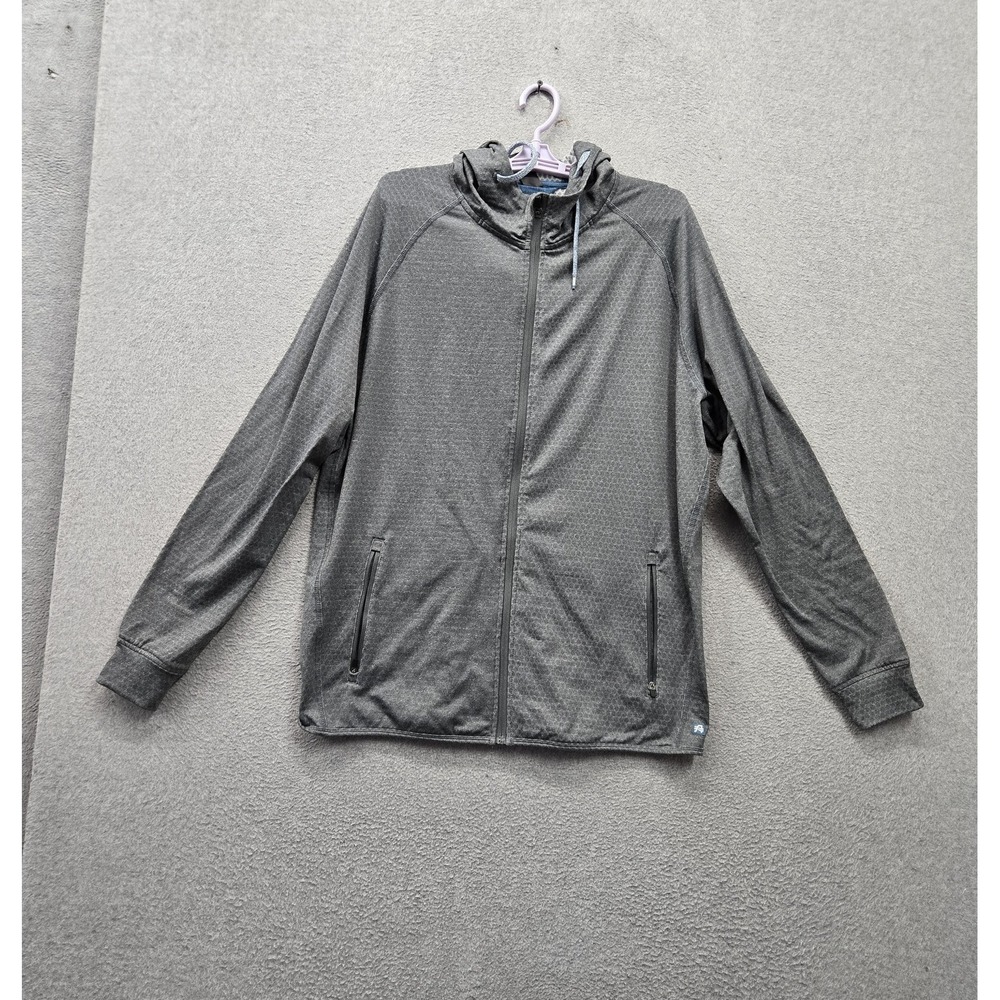 Amble Men Hoodie XL Gray Geometric Full Zip Zipped Pockets Drawstring Activewear